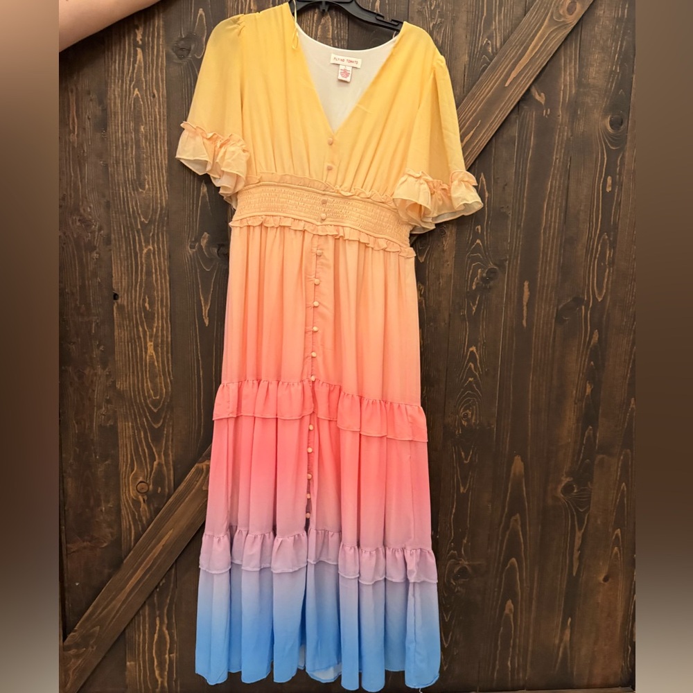 Flying Tomato Gradient Maxi Dress - Yellow, Pink, Blue
